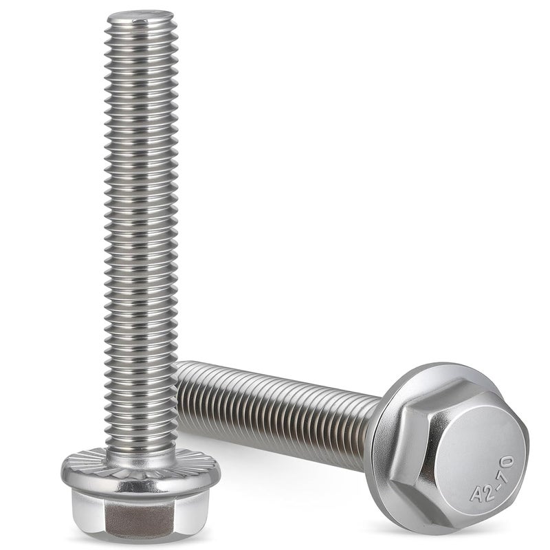 Krysay 9Pcs M10-1.5 x 50mm Flanged Hex Head Bolts,External Flange Hex Drive Screws,304 Stainless Steel 18-8 Fully Threaded - Image 1